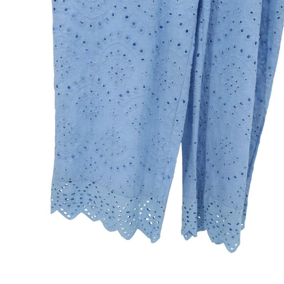 Built by Dreamers Ruffle Sleeve Eyelet Blue Pant Jumpsuit M - Picture 3 of 5